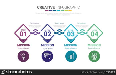 Abstract infographics number options template with steps, with 4 label. Can be used for workflow layout, diagram, business step options, banner, web design. Vector eps 10.