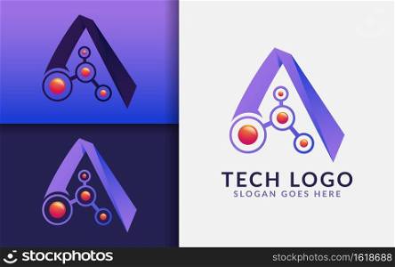 Abstract Initial Letter A Design with Modern Tech Style Concept. Usable for Brand, Business and Tech Company.