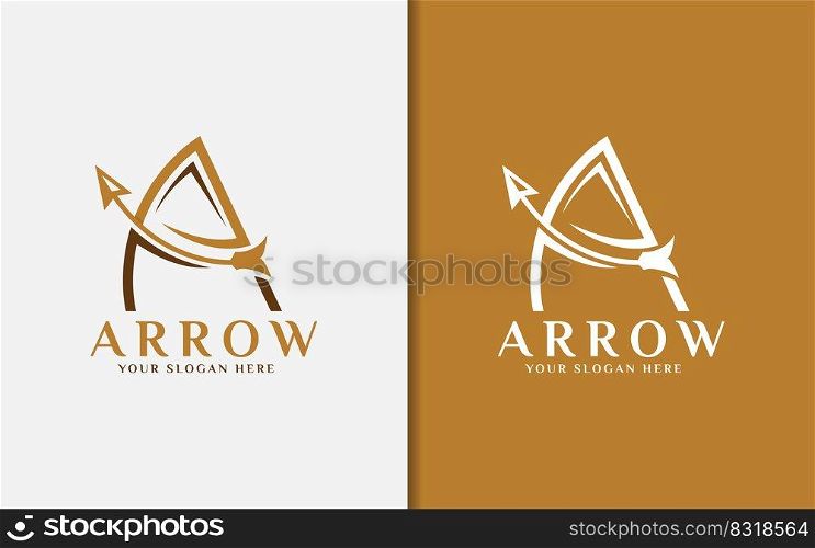 Abstract Initial Letter A Logo Design with Bow and Arrow Combination Concept.