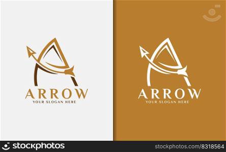 Abstract Initial Letter A Logo Design with Bow and Arrow Combination Concept.