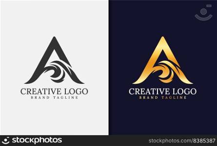 Abstract Initial Letter A Logo Design with Creative Luxury Shape Style Concept. Monogram Logotype Vector Illustration.