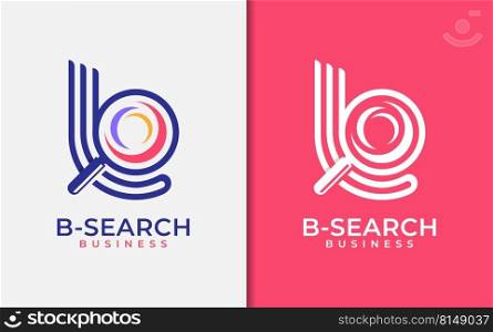 Abstract Initial Letter B Logo Design Combined with Magnifying Glass Style Concept. Modern Monogram Vector Logo Illustration.