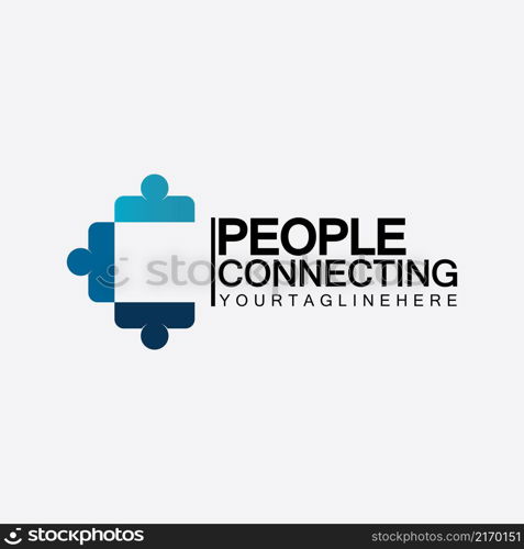 Abstract Initial Letter C Connecting People Logo Vector Design Template