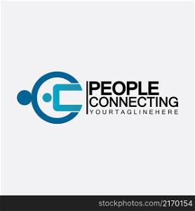 Abstract Initial Letter C Connecting People Logo Vector Design Template