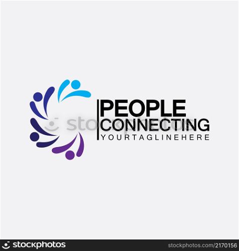 Abstract Initial Letter C Connecting People Logo Vector Design Template
