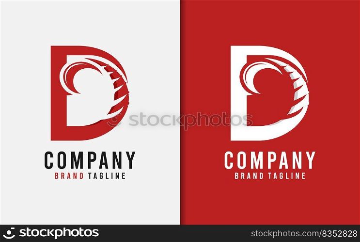 Abstract Initial Letter D Design Combined with Stylish Horn Shape Logo Design.