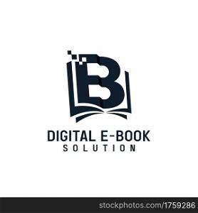 Abstract Initial Letter E and B with Book Concept as Digital E-book Logo Design. Graphic Design Element.