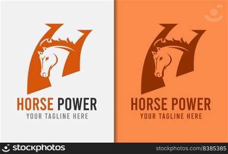 Abstract Initial Letter H Logo Design with Horse Head Silhouette Combination Concept. Vector Logo illustration.