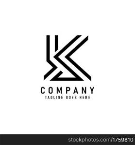 Abstract Initial Letter K with Geometric Lines Combination. Graphic Design Element.