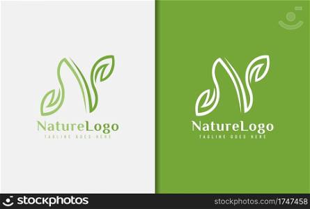 Abstract Initial Letter N Logo Design. Letter N is Formed From A Combination of 2 Green Leaf Lines. Vector Logo Illustration. Graphic Design Element.