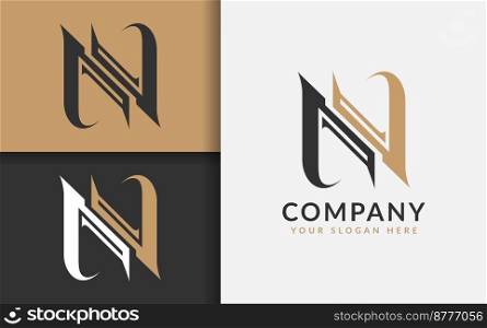 Abstract Initial Letter N Logo Design with Modern Lines Style Concept. Monogram Vector Logo Illustration.