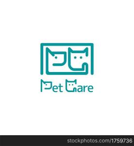 Abstract Initial Letter P and C as the Cat and Dog Shape For Pet Care Logo Design. Graphic Design Element.