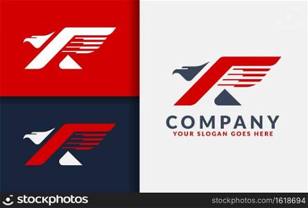 Abstract Initial Letter R Logo Design Combined with Eagle Shape Concept.