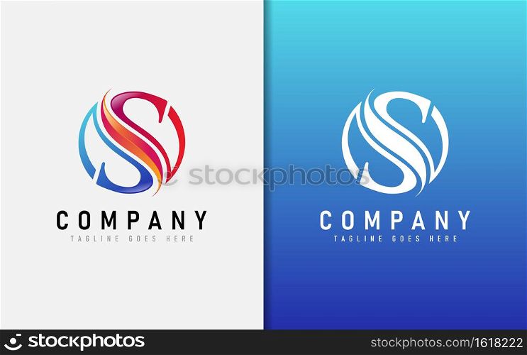 Abstract Initial Letter S Inside Circle Logo Design. Graphic Design Element.