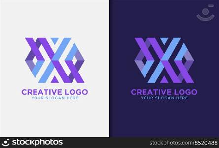 Abstract Initial Letter X with Colorful Hexagon Concept. Modern Vector Logo Illustration.