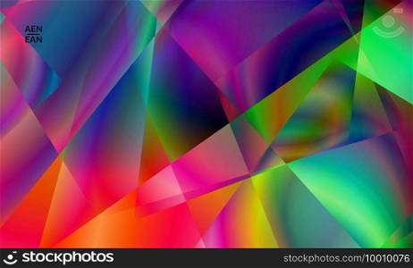 Abstract irregular polygonal background. Multicolored gradient of reflected light in crystal or diamond structure. Fragile sharp shattered ice or glass texture. Ambient light of low poly cubism