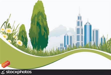 Abstract Isolated Background with City Line