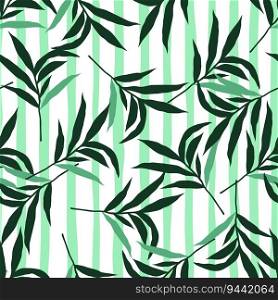 Abstract jungle palm leaf seamless pattern. Stylized tropical palm leaves wallpaper. Design for printing, textile, fabric, fashion, interior, wrapping paper. Vector illustration. Abstract jungle palm leaf seamless pattern. Stylized tropical palm leaves wallpaper.