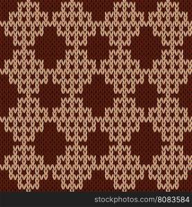 Abstract knitting ornamental seamless vector pattern in brown and cocoa colors as a knitted fabric texture