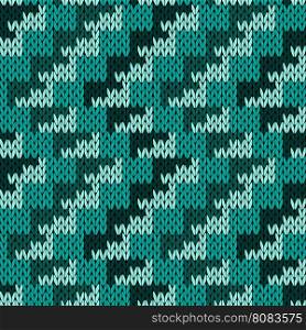 Abstract knitting seamless vector pattern with rows of zigzag lines as a knitted fabric texture in various turquoise hues