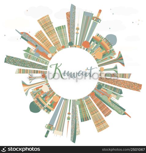 Abstract Kuwait City Skyline with Color Buildings. Vector Illustration. Business Travel and Tourism Concept with Copy Space. Image for Presentation Banner Placard and Web Site.