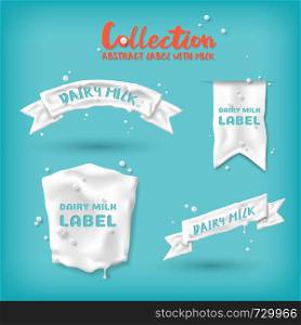 Abstract Label with milk for advertising and packaging design, vector illustration and design.