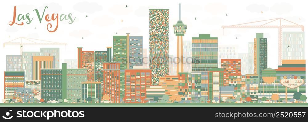 Abstract Las Vegas Skyline with Color Buildings. Vector Illustration. Business Travel and Tourism Concept with Modern Buildings. Image for Presentation Banner Placard and Web Site.
