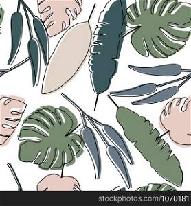 Abstract leaves endless wallpaper. Leaves seamless pattern. Trendy fabric design, wrapping paper. Vector illustration. Abstract leaves endless wallpaper. Leaves seamless pattern.