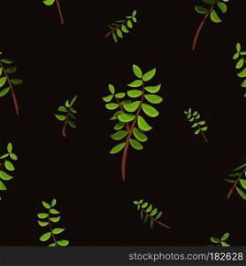 Abstract leaves with tree branches ornaments hand draw seamless pattern with coffee brown color background, Vector illustration