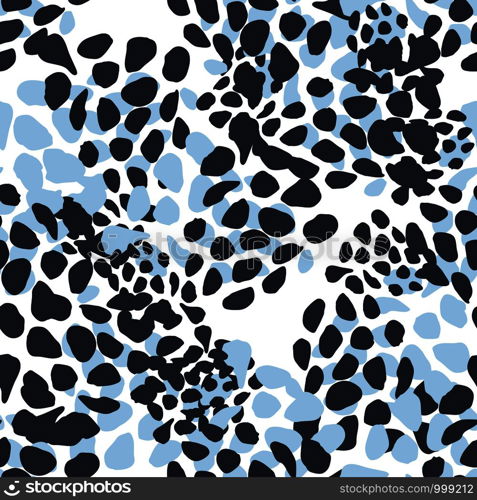Abstract leopard skin eamless pattern on white background Animal fur wallpaper. Modern chaotic dots backdrop. Modern . Design for fabric, textile print, wrapping paper. Vector illustration. Abstract leopard skin eamless pattern on white background Animal fur wallpaper.