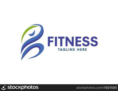 abstract letter b as Sport fitness medical or health care center logo design concept.