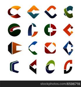 Abstract letter C design for corporate identity. Vector letter C symbols for business, construction and travel company, commerce, sport or ecology and education industry, advertising agency or medical pharmacy. Abstract vector letter C for business identity