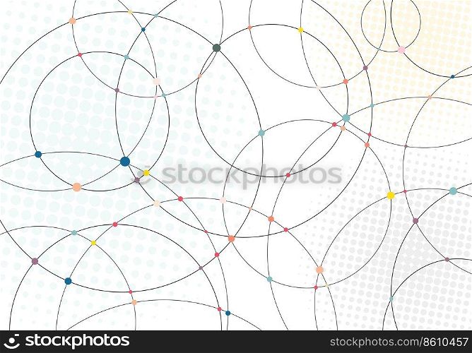 Abstract li≠sˆ≤s andμ<icolor dots with radial halfto≠texture on white background. Vector illustration