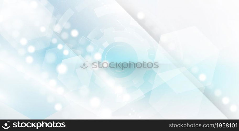 Abstract light blue and white background poster with dynamic technology network vector illustration