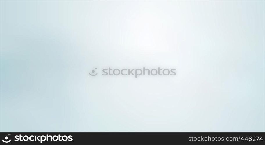 Abstract light blue blurred background horizontal panoramic web banner. Vector illustration