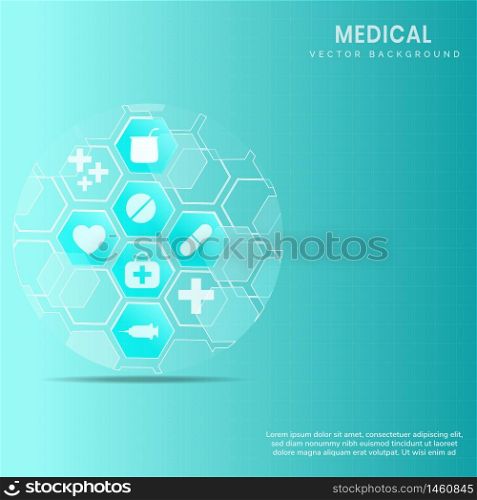 Abstract light blue hexagon pattern background.Medical and science concept and health care icon pattern. You can use for ad, poster, template, business presentation. Vector illustration