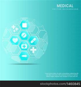 Abstract light blue hexagon pattern background.Medical and science concept and health care icon pattern. You can use for ad, poster, template, business presentation. Vector illustration