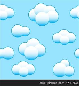Abstract light blue sky background with white clouds. Seamless pattern. Vector illustration.