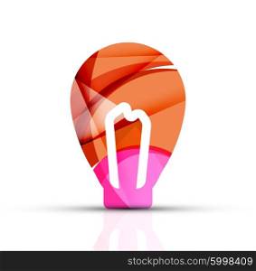 Abstract light bulb logo design made of color pieces - various geometric shapes. Abstract light bulb logo design made of color pieces - various geometric shapes. Vector illustration