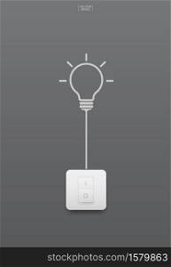 Abstract light bulb symbol and light switch on gray background. Vector illustration.