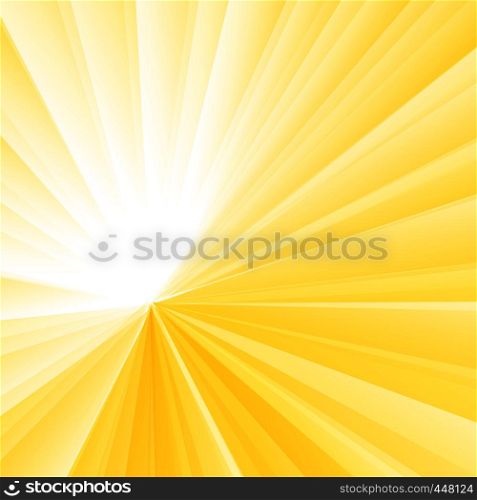 Abstract light burst yellow radial gradient background. Sunburst rays pattern. Vector illustration