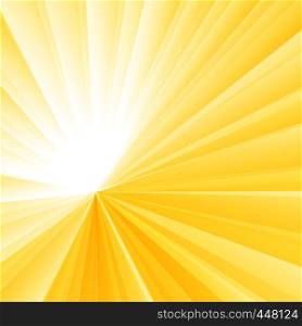 Abstract light burst yellow radial gradient background. Sunburst rays pattern. Vector illustration