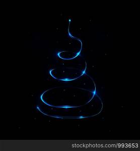 Abstract light christmas tree on dark back. Abstract light christmas tree