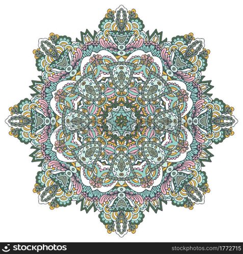 Abstract light colours ornamental Medallion. Vector colorful Mandala rosette.. Abstract geometric floral mandala colorful seamless pattern ornamental.