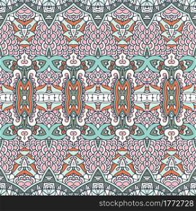 Abstract light colours ornamental textile design. Ethnic seamless pattern. Vector colorful geomertric art background.. Cute vintage abstract geometric ethnic seamless pattern ornamental
