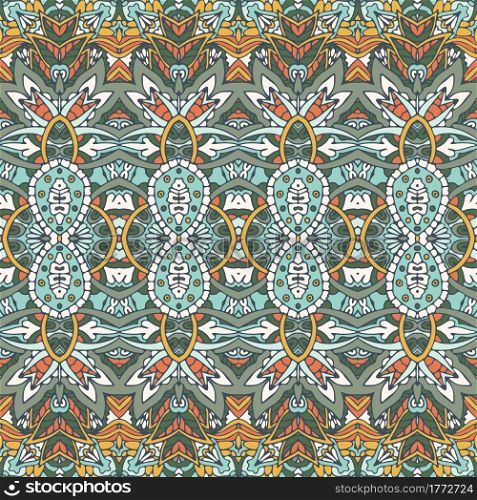 Abstract light colours ornamental textile design. Geometric print abstract decorative vector seamless pattern. Cute vintage abstract geometric ethnic seamless pattern ornamental