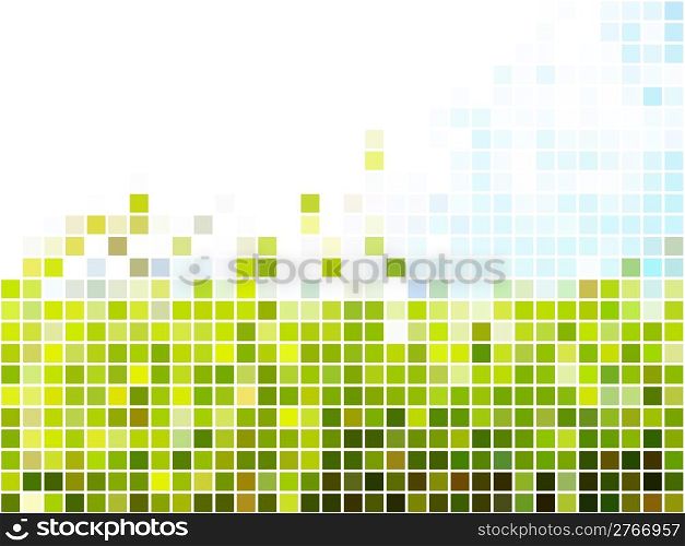 Abstract light green and blue square mosaic background.