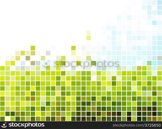 Abstract light green and blue square mosaic background.