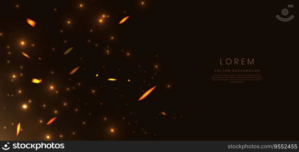 Abstract lighting effect dot neon gold light sparkle on on dark brown background. Vector illustration