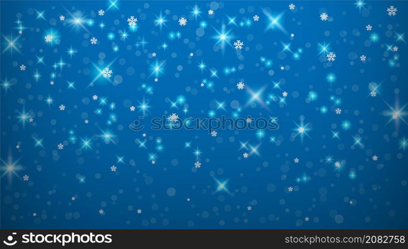 Abstract lights snowflake on blue background, Christmas background, vector illustration